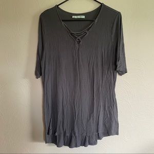 Gray V-Neck Tank Top